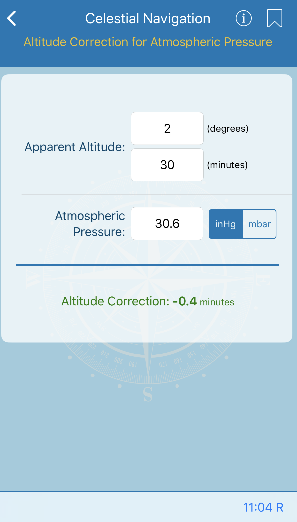Altitude Correction for Atmospheric Pressure