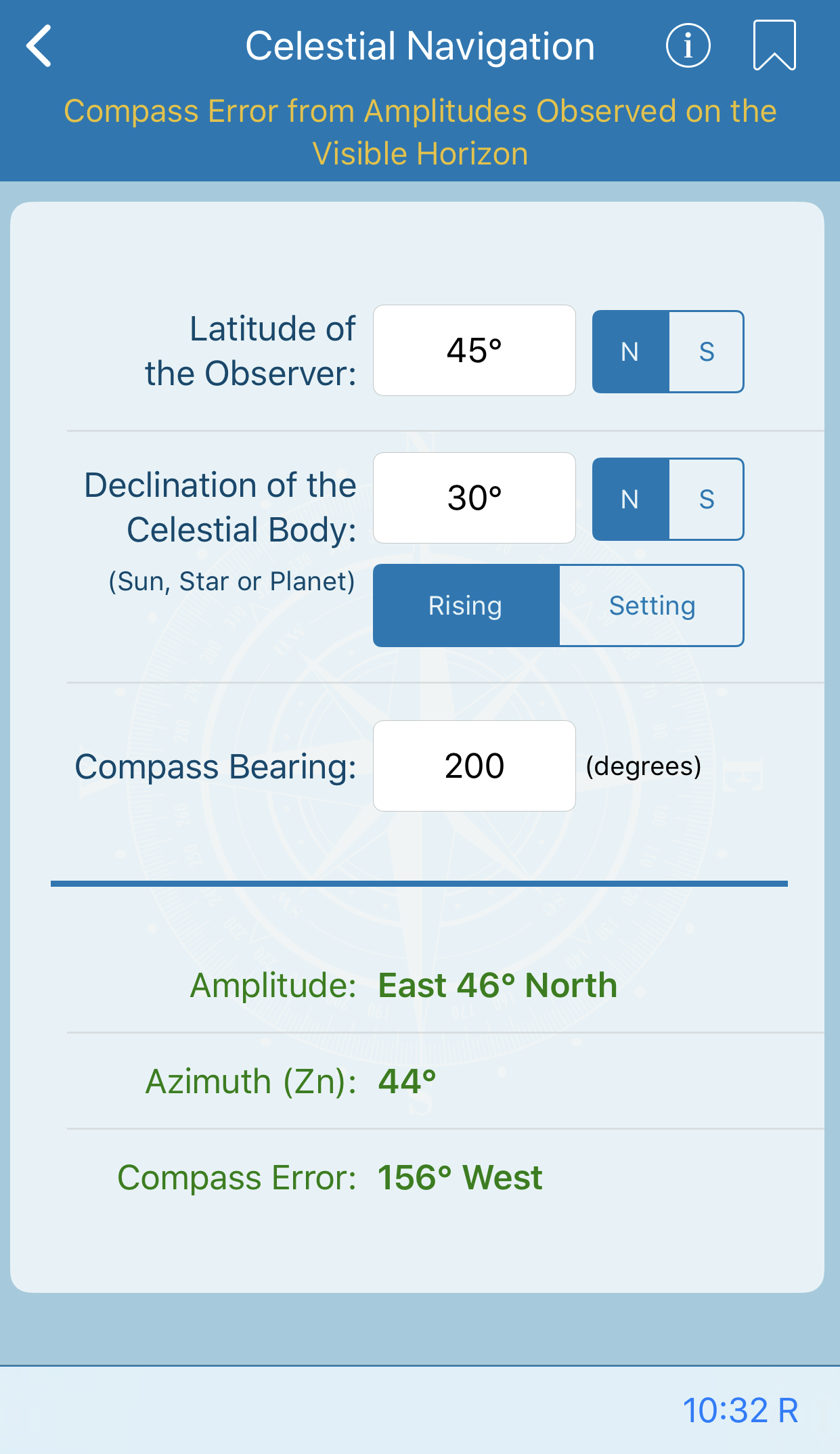 Compass Error from Amplitudes Observed on the Visible Horizon